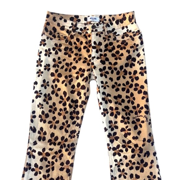 90'S Y2K VINTAGE RARE AUTHENTIC MOSCHINO LEOPARD PRINT JEANS SZ. 26" EUC - Picture 3 of 6